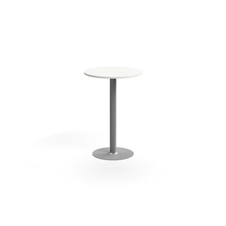 Barbord ALVA, Ø700x1000 mm, högtryckslaminat, silver/vit