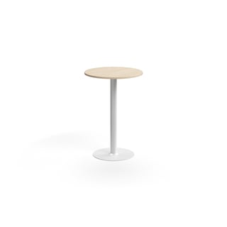 Barbord ALVA, Ø700x1000 mm, högtryckslaminat, vit/björk