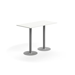 Barový stůl ALVA, 1400x700x1000 mm, vysokotlaký laminát, stříbrná/bílá