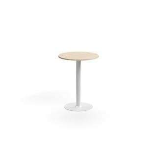 Barbord ALVA, Ø700x900 mm, högtryckslaminat, vit/björk