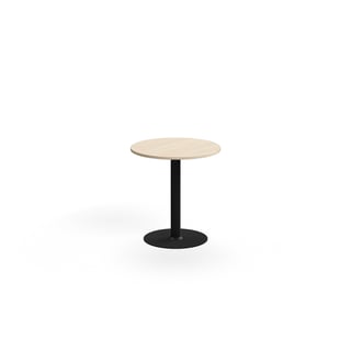 Bartafel ALVA, Ø700x720 mm, vloerbevestiging, HPL, zwart/berken