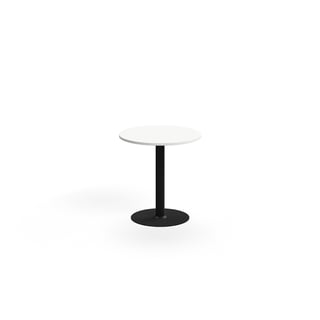 Baaripöytä ALVA, Ø700x720 mm, lattiaan kiinnitettävä, korkeapainelaminaatti, musta/valkoinen