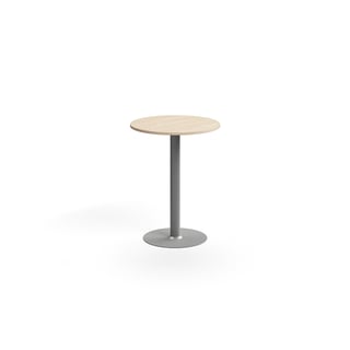 Barový stůl ALVA, Ø700x900 mm, upevnitelný, vysokotlaký laminát, stříbrná/bříza