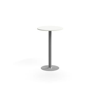 Runder Stehtisch ALVA, Ø 700 x 1100 mm, Hochdrucklaminat, silber/weiß