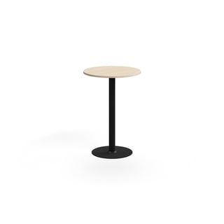 Stehtisch ALVA, Ø700x1000 mm, bodenbefestigt, Hochdrucklaminat, schwarz/Birke