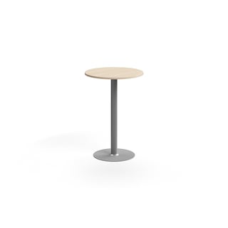 Barbord ALVA, Ø700x1000 mm, förankringsbart, högtryckslaminat, silver/björk