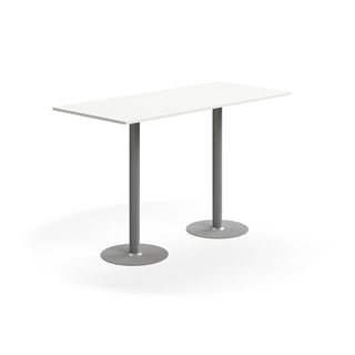 Bar table ALVA, 1800x800x1100 mm, floor fixed, high pressure laminate, silver/white