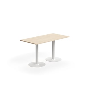 Table ALVA, 1400x700x720 mm, floor fixed, HPL, white/birch