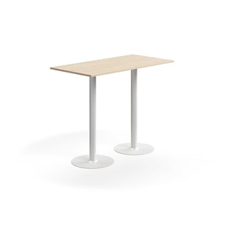 Barový stôl ALVA, 1400x700x1000 mm, s kotvením do zeme, HPL, biela/breza