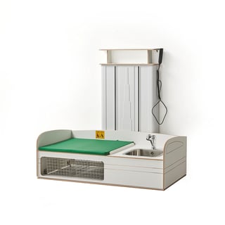 Skötbord NEIL, höj- och sänkbart, vägghängd, 1400 mm, tvättdel höger