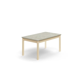 Bord DECIBEL, L1200 B700 H590 mm, lyddempende linoleum, bjørk/lys grå