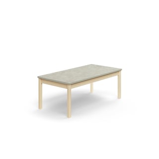Bord DECIBEL, L1400 B700 H530 mm, lyddempende linoleum, bjørk/grå