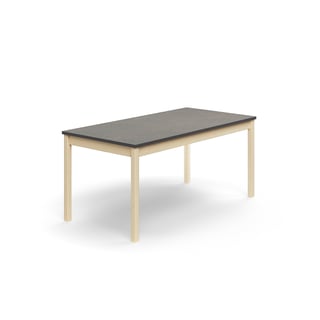 Bord DECIBEL, 1600x800x720 mm, støjreducerende linoleum, birk/mørkegrå