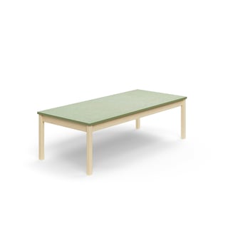 Table DECIBEL, 1800x800x530 mm, noise reducing  linoleum, birch/green grey