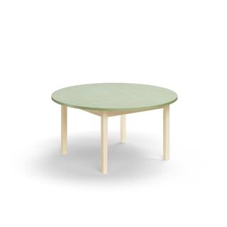Table DECIBEL, Ø1200x590 mm, noise reducing  linoleum, birch/green grey
