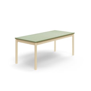 Table DECIBEL, 1800x800x720 mm, noise reducing  linoleum, birch/green grey