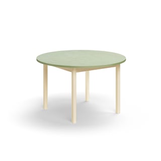 Table DECIBEL, Ø1200x720 mm, noise reducing  linoleum, birch/green grey