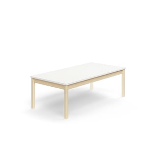 Bord DECIBEL, L1600 B800 H530 mm, lyddempende høytrykkslaminat, bjørk/hvit