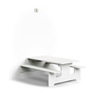 Vägghängt bord LUCAS, 1400x1205x580 mm, laminat, vit/grå