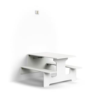 Vägghängt bord LUCAS, 1200x1205x720 mm, laminat, vit/grå