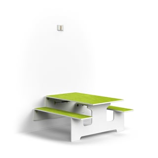 Sieninis atlenkiamas stalas LUCAS, 1200x1205x580 mm, linoleumas, balta/žalia