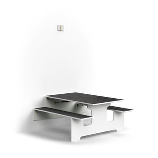 Vegghengt bord LUCAS, L1200 B1205 H580 mm, linoleum, hvit/mørk grå