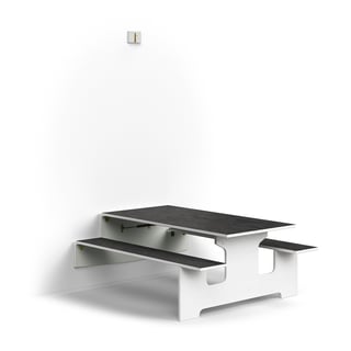 Veggfest felliborð LUCAS, 1400x1205x580 mm, viðarlíki, hvítt/dökkgrátt