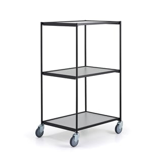 Hyllevogn LINER, 3 hyller, L850 B640 mm, svart