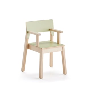 Barnestol LOVE med armlener, H350 mm, grønn laminat