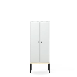 Kledinglocker FORCE, 2 modules, zitbank, 2120x800x550 mm, grijs