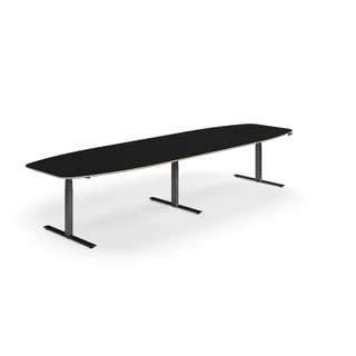 Výškovo nastaviteľný rokovací stôl NOVUS, 4000x1200 mm, čierna
