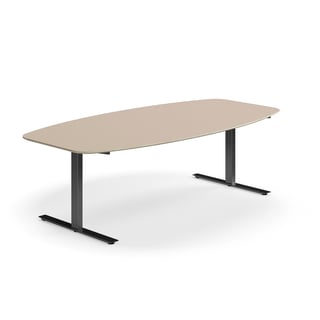 Møtebord NOVUS, T-stativ, L2400 B1200 mm, svart/leirgrå