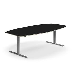 Konferensbord NOVUS, T-stativ, 2400x1200 mm, silver/svart