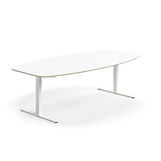 Jednací stůl NOVUS, T-nohy, 2400x1200 mm, bílá