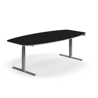 Höhenverstellbarer Konferenztisch NOVUS, 2400x1200 mm, silber/schwarz