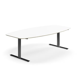 Konferensbord NOVUS, T-stativ, 2400x1200 mm, svart/vit