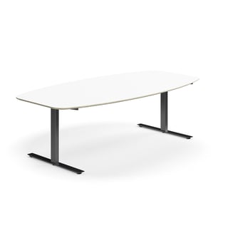 Konferensbord NOVUS, T-stativ, 2400x1200 mm, svart/vit