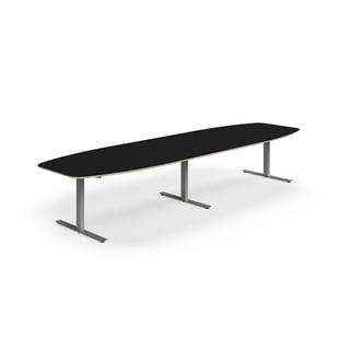 Konferencebord NOVUS, 4000x1200 mm, sølv/sort