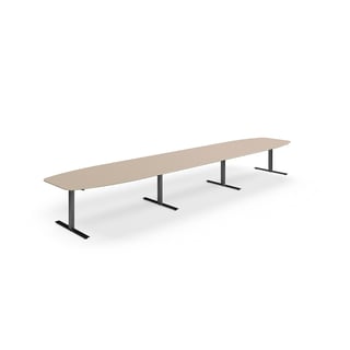 Konferenču galds NOVUS, T-veida pamatne, 5600x1200 mm, melns/māla pelēks