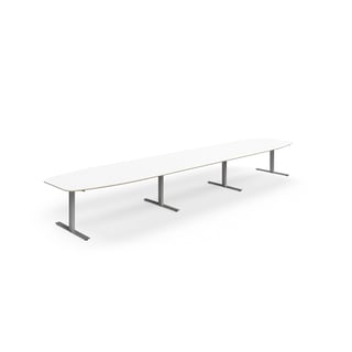 Konferensbord NOVUS, T-stativ, 5600x1200 mm, silver/vit