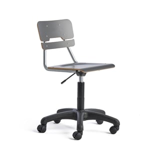 Chair LEGERE height adjustable, small seat, with wheels, H 430-550 mm, anthracite