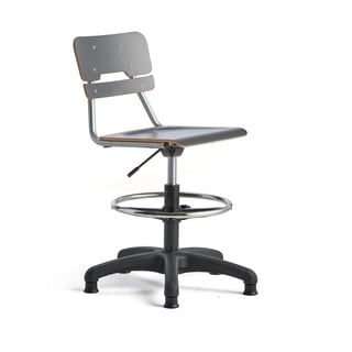 Stol LEGERE, højdejusterbar, lille sæde, med glidefødder, H 400-520 mm, antracitgrå