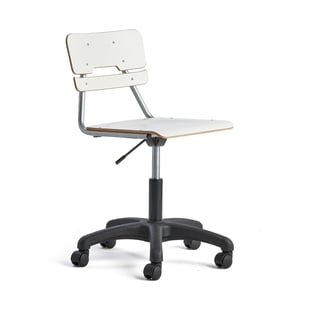 Krēsls LEGERE, regulējams augstums, neliels sēdeklis, uz riteņiem, A 430-550 mm, balts