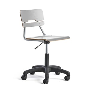 Stolička LEGERE výškovo nastaviteľná, veľké sedadlo, s kolieskami, H 430-550 mm, šedá