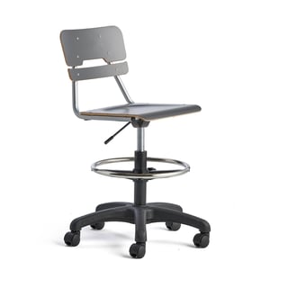 Chair LEGERE height adjustable, small seat, with wheels, H 530-720 mm, anthracite
