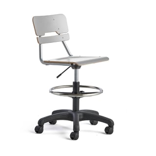 Kėdė LEGERE reguliuojamo aukščio, maža sėdynė, su ratukais, H 530-720 mm, pilka