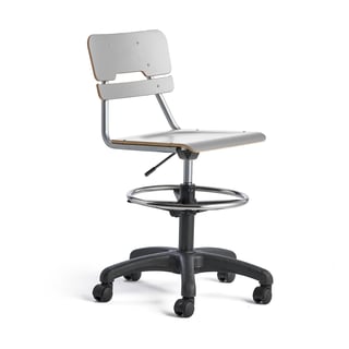 Stol LEGERE højdejusterbar, stort sæde, med hjul, H 530-720 mm, grå