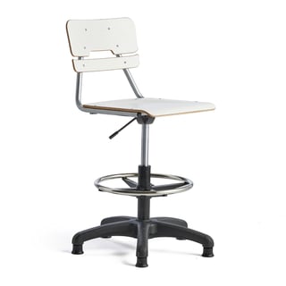 Chair LEGERE height adjustable, large seat, with glidefeet, H 500-690 mm, white