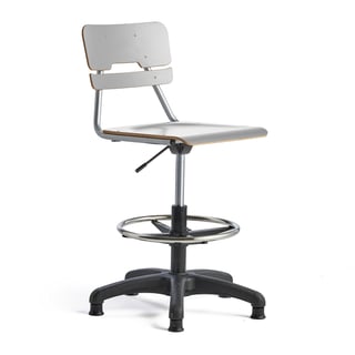 Krēsls LEGERE ar regulējaus augstumu, liels sēdeklis, uz kājiņām, H 500-690 mm, pelēks