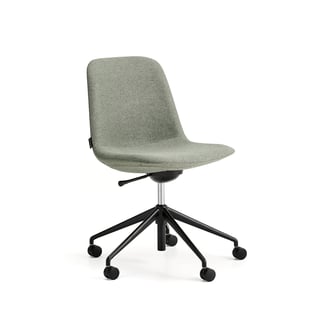 Stol LANGLEY, låg, med hjulstativ, svart/gröngrå